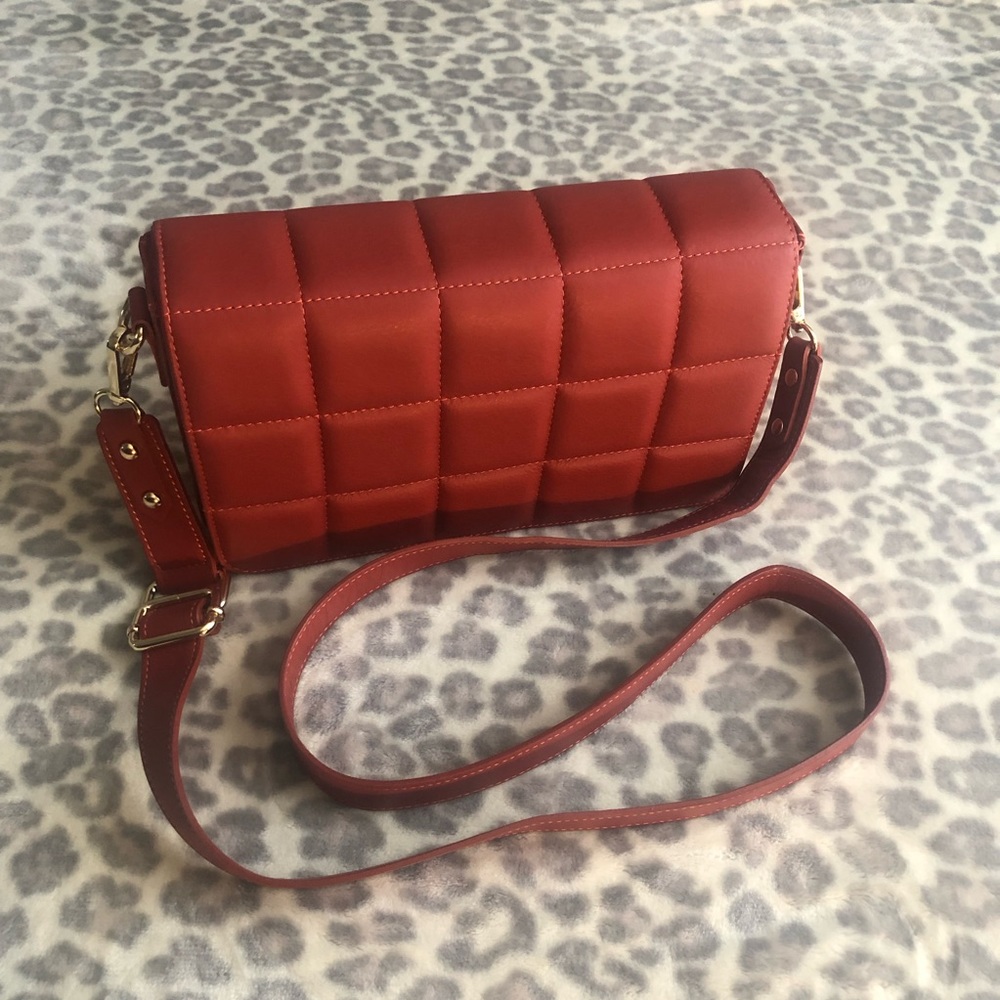 VERA PELLE Medium Crossbody/Shoulder Handbag Brick Orange Leather Italy